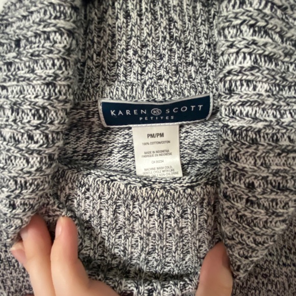 Karen Scott Black and White Knit Turtleneck - Picture 5 of 6